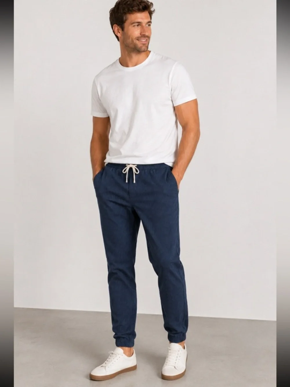 J.Crew Men’s Navy Micro Stripe Drawstring Jogger Pants Size XL